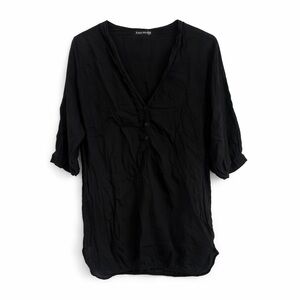 American Vintage Black Cotton V-Neck Tunic Blouse – Size S
